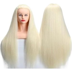 Nieuwe mannequinkop van 80% echt mensenhaar for haarstyling, professionele haarverzorging, cosmeticapoppenhoofd for kapsels(White)
