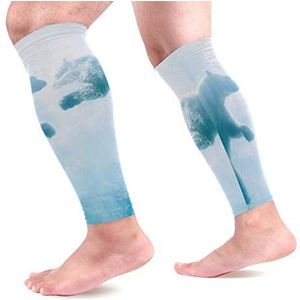 EZIOLY Polar Bear Sport Kalf Compressie Mouwen Been Compressie Sokken Kalf Guard voor hardlopen, Fietsen, Moederschap, Reizen, Verpleegkundigen
