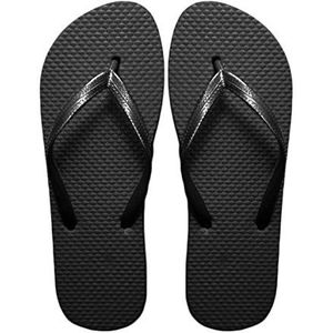 SUGAR ISLAND® Unisex dames meisjes heren zomer strand FLIP flop zwembadschoenen, Zwart, 3/4 UK