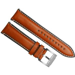 dayeer Quick release Lederen horlogeband voor fossiele FTW1114 4016ME3110 FS5436 horlogeband voor huawei pro 2 gear S2 S3 (Color : Brown silver clasp, Size : 22mm)