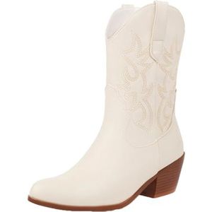 Lmtossey Vrouwen Microfiber Lederen Western Cowboy Laarzen Knie Hoge Puntneus Naaien Schoenen Herfst En Winter Vrouwen Laarzen, B, 40 EU