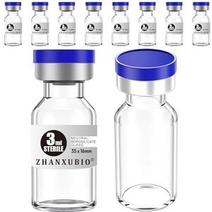 ZHANXUBIO Steriele lege flesjes met zelfgenezende injectiepoort en aluminium plastic dop, steriel pakket (3 ml helder 10 stuks)
