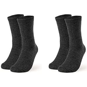 2 paar alpaca-sokken, wollen sokken voor dames en heren, geribbeld, ademende knuffelsokken van de fijnste wol, zwart, 39-42 EU