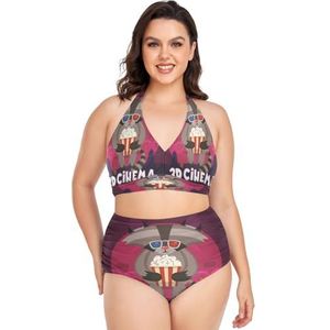 KAAVIYO Roze schattig luie meisje plus size bikini set tweedelig badpak badkleding voor strand dames vrouwen, Patroon., XL