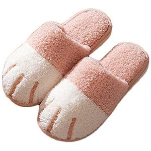 Unisex nieuwigheid schattige dierenpantoffels Winterwarme huispantoffels Thermische zachte pluche pantoffels Instapschoenen Traagschuim Antislip Fuzzy Pluizige pantoffels Thuis in de deur Slaapkamerpa