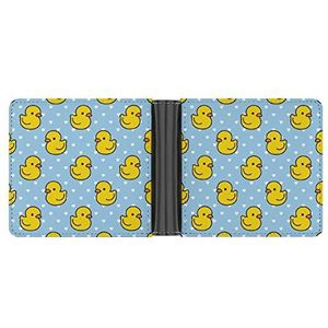 Cartoon gele eend heren lederen portemonnee minimalistische blokkerende tweevoudige portefeuilles slanke portemonnee met 6 creditcard