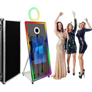 WideMeet Spiegel Fotocabine Selfie Led Frame Draagbaar Touchscreen Magische Spiegel Cabine Machine voor Bruiloft Feest Evenementen (Wit, 65""/32"" scherm)