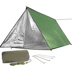 Moet buitenshuis: LYN grote 3 personen dubbele ritssluiting herbruikbare reddingsactie noodgevallen beschermtent, waterdicht vuurvast licht bugout, met paracord🎈paal voor camping, eerste hulp
