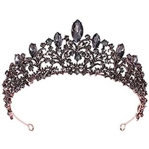 Bruidsdialoog, bal tiara, prinses tiara, volwassen Zwart Kristal Strass Kronen Bruid Koningin Prinses Bruiloft Haaraccessoires Elegante Tiara Diadeem Vrouwen Sieraden Meisjes Sieraden (Size : 10)