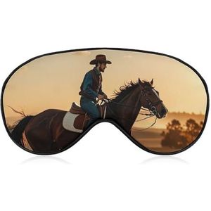 Cowboys Rijpaarden Slaapmasker, lichtblokkerend oogmasker, comfortabel en zacht, oogbedekking met elastiek, geschikt voor mannen en vrouwen, geschikt voor reizen en slapen