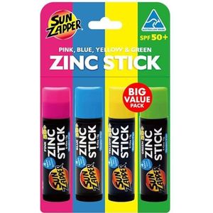 Sun Zapper Minerale zonnebrandcrème, zonnebrandcrème, zonnebescherming, SPF 50+, waterafstotend, voor gezicht en lichaam, volwassenen, kinderen, verpakking van 4 stuks breedspectrum zonneblok, gemaakt