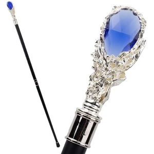 95cm Aluminiumlegering Dubbele Festival Revalidatie Trainingsstok, Schitterende Edelsteen Kruk voor Wandelen, Trekking en Halloween Cosplay(Blue)