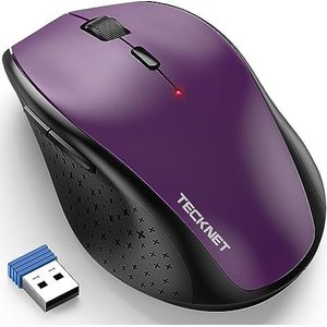 TECKNET Draadloze muis, 4800 dpi, 2.4G draadloze muis met USB-ontvanger, batterijduur van 30 maanden, optische tracking, draadloze muis met 6 toetsen voor pc, laptop, Windows Mac, MacBook, Linux