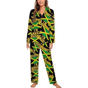 Trust Me I'm Jamaicaanse pyjama met lange mouwen voor vrouwen, klassieke nachtkleding, nachtkleding, zachte pyjama's, loungesets