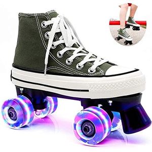 Rolschaatsen Voor Dames En Heren, Disco Roller Volwassenen Comfortabele LED-rolschaatsen Quadschaatsen Outdoor Voor Meisjes En Jongens,Green-42