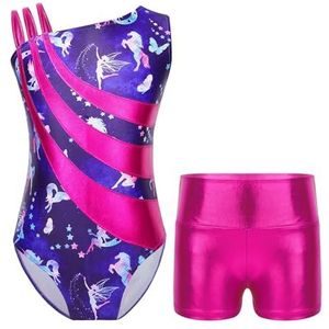 Gymnastiek Ballet Turnpakje Kinderen mouwloos gedrukt ballet tutu gymnastiek turnpakje glanzend metallic danskleding kinderen gymnastiek jumpsuit for meisjes bodysuit Danskleding Kostuum(Fairy,8)
