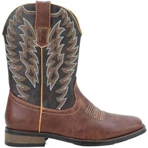 Cowboy Boots For Men Western Boot Fashionable Retro Classic Embroidered Pull On Slip Resistant Boots (Color : Brown, Size : EU 47)