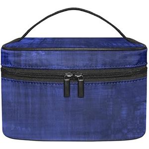 Blauwe achtergrond make-up organizer tas, reismake-up tas organizer case draagbare cosmetische tas voor vrouwen en meisjes toiletartikelen, Meerkleurig, 22.5x15x13.8cm/8.9x5.9x5.4in