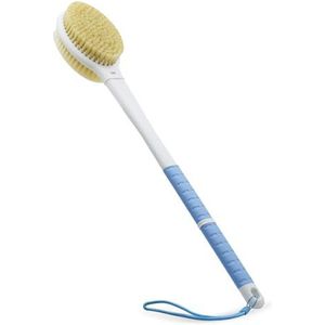 Doucheborstel met zachte en stijve haren, 44,5 cm lange steel dubbelzijdige rugschrobber, badborstel, lichaamscrubber, voor nat of droog borstelen (lange handgreep)