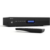 Auna HiFi-versterker met 2 x 60 W stereo-prestaties, Bluetooth, DAB+ radio, CD/DVD-speler-aansluiting, afstandsbediening, hoogwaardige versterker voor platenspeler en meer