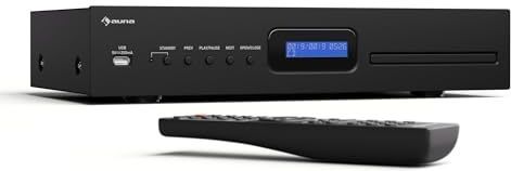Auna HiFi-versterker met 2 x 60 W stereo-prestaties, Bluetooth, DAB+ radio, CD/DVD-speler-aansluiting, afstandsbediening, hoogwaardige versterker voor platenspeler en meer