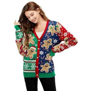 U LOOK UGLY TODAY Kerstvest voor dames, grappige gebreide trui voor feestjes, Peperkoek, 3XL