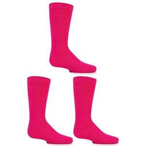 SockShop Effen bamboesokken voor jongens en meisjes met comfortabele manchet en handgekoppelde tenen in 3 paar en 5 paar verpakkingen, Helder Roze, 8-12 Years