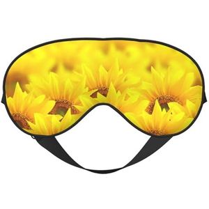 Geel Zonnebloem Print Zacht Oogmasker Gunstig Blok Licht Nap Nachtgebruik Reizen Camping Meditatie Yoga