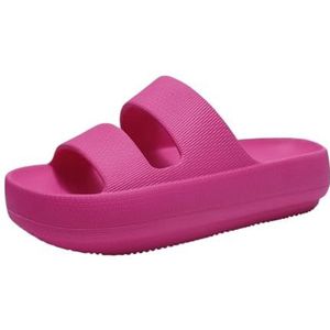 UBOHUZ Zomerpantoffels voor dames, thuis, doucheschoenen, lichtgewicht, strandsandalen, zomerpantoffels voor vrouwen, voor badkamer, zwembad, rozerood, 40 EU