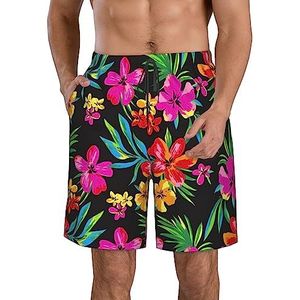 JIAWUJYNB Hawaiiaanse strandshorts voor heren, met bloemenprint, sneldrogende technologie, licht en casual, Wit, S