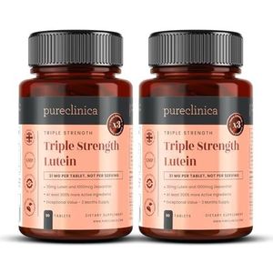 Driedubbele kracht Luteïne 30 mg x 180 tabletten (2 flesjes van 90) met 1000 mcg Zeaxanthine
