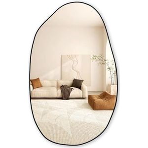 GOQELK Asymmetrische wandspiegel, onregelmatige wandspiegel, unieke make-upspiegel, groot, decoratief voor woonkamer, badkamer, slaapkamer, badkamerspiegel, 85 x 52 cm