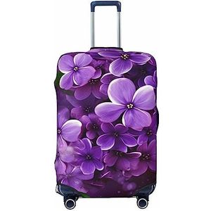 EVANEM Reizen Bagage Cover Dubbelzijdige Koffer Cover Voor Man Vrouw Paars Bloemen Wasbare Koffer Protector Bagage Protector Voor Reizen Volwassen, Zwart, Small