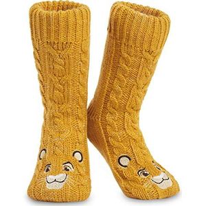 Disney Pluizige pantoffelsokken voor vrouwen, Minnie Mickey Stitch Cadeaus (Mosterd Lion King)