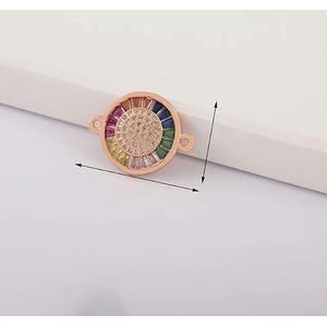 Koper goud zilver kleur hart charme connector voor sieraden maken ketting armband DIY accessoires Rainbow Crystal hangers-PB97-Rose goud