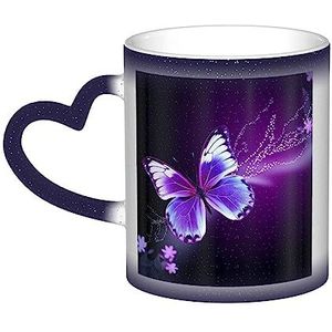 VducK Kleur veranderende mok 11oz gepersonaliseerde magische mok theekop paarse vlinder keramische koffiemok warmte geactiveerde kleur veranderende mok