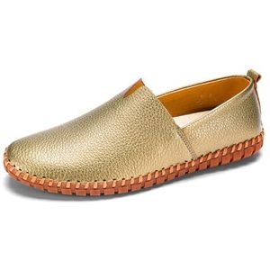 Men's Loafers Casual Slip On Leather Shoes Soft Penny Loafers For Men Lightweight Driving Boat Shoes(Color:Gold,Size:EU 41)
