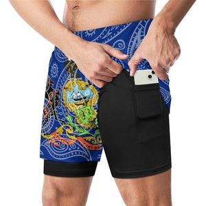 Paisley Pennsylvania State Flag Grappige Zwembroek met Compressie Liner & Pocket Voor Mannen Board Zwemmen Sport Shorts