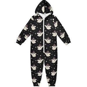 LI ZHI XIN Kinderpyjama met capuchon uit één stuk, jongens en meisjes, jumpsuits voor kinderen, onesie, slaappak, alles-in-één pyjama, winter, warme huisjumpsuit, 5-14 jaar, Halloween tovenaar