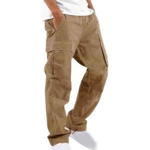 Cargobroeken Baggy Joggingbroek For Heren, Brede Katoenen Werkbroek For Heren, Lichtgewicht Herenbroek, Sportbroek For Heren, Meerdere Zakken, Vrijetijdsbroek, Stretch Wandelbroek (Color : Khaki, Si