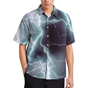 Electrifying Thunder Bolt Print Hawaiiaans shirt voor mannen zomer strand casual korte mouw button down shirts met zak