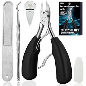 Bleswin Nageltang, voor ingegroeide teennagels, van roestvrij staal, voor dikke nagels en schimmelnagels, zachte grip, metalen geschenkdoos.
