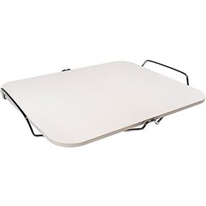 KRUMBLE Pizzasteen met handvat voor oven en barbecue grill, 30 x 38 cm, rechthoekige natuursteen pizzabakplaat - Broodbaksteen voor korst pizza, brood, en meer - Beige