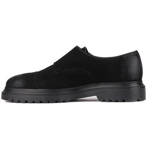 Casual schoenen van echt leer - Monk Strap Dress Shoes voor Heren, Zwart Suede, 40.5 EU