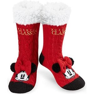 Disney Stitch Fluffy Socks Vrouwen Pantoffel Sokken Stitch Gifts (Rood Klassiek Minnie)