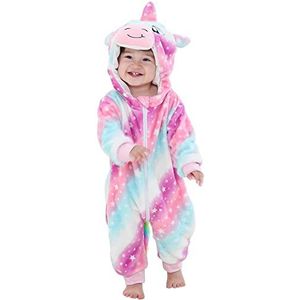 Baby fleece rompertje voor meisjes rompers met capuchon overall kinderen flanel pyjama kleding roze 3-6 maanden
