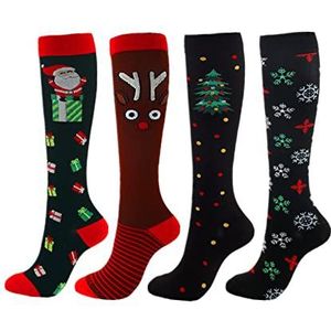 Cheeroyal 4-Pairs Compressie Sokken 20-30mmHg voor Mannen Vrouwen Herstel Verpleegkundige Running Zwangerschap Vlucht Reizen Medische Sport (L, 4pairs-2)