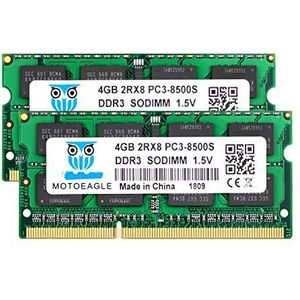 PC3 8500S DDR3 1066 MHz 8 GB Kit (2x4GB) Sodimm RAM CL7 204 Pin 1.5V 2RX8 Dual Rank Niet-ECC Ongebufferd Laptopgeheugen