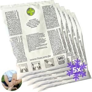 LisaCare Koelpads om te knikken, 15 x 21 cm, eenmalig koelpacks, direct koudekompres, wegwerpkoelpacks voor eerste hulp, sport, onderweg, letsel enz. (5 stuks)