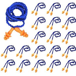 TSHAOUN 20 paar oordopjes met snoer, herbruikbare siliconen oordopjes, slaapruisonderdrukking, voor ruisonderdrukking en gehoorbescherming (oranje)